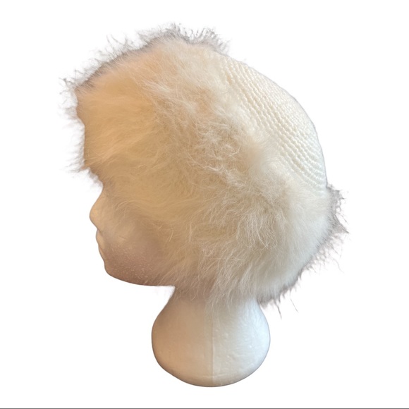 Vintage Crochet Angora White Winter Hat Small - Picture 2 of 6